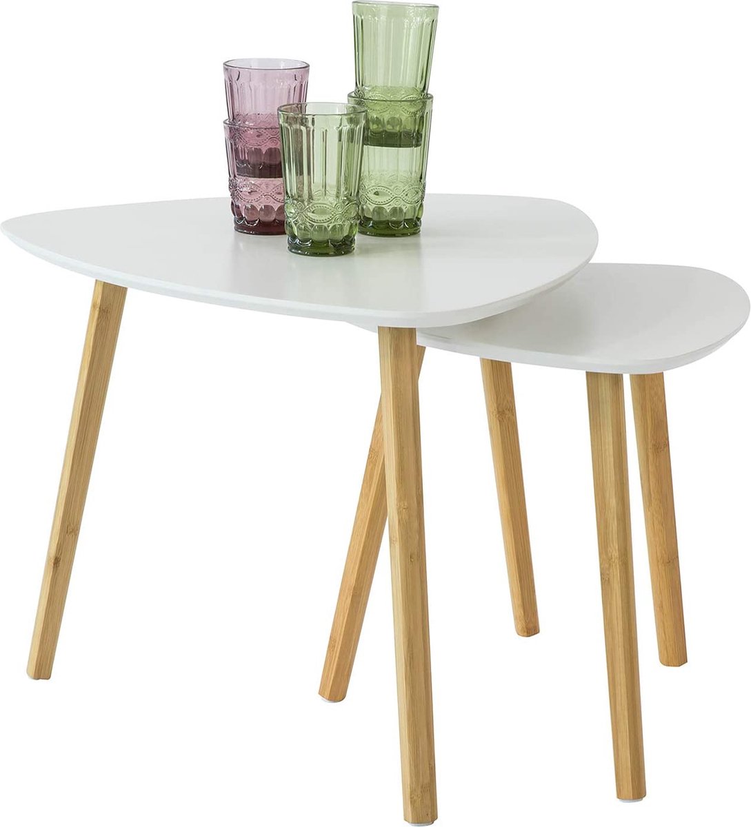 Mara Bijzettafel - Salontafel - Bijzettafels - 2 Delig - Wit - 55 x 52 x 45 cm