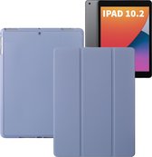 iPad 2021 Hoes - iPad 10.2 2019/2020/2021 Case - iPad 10.2 Hoesje Paars - Smart Folio Cover met Apple Pencil Opbergvak - Hoesje voor iPad 10.2 7e, 8e en 9e generatie