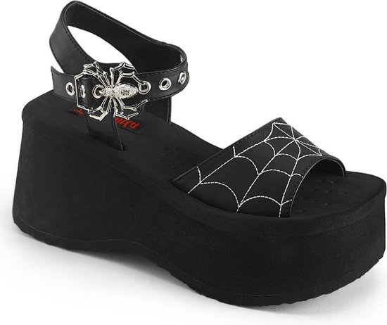 Demonia Plateau Sandaal Shoes- FUNN-10 Zwart