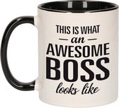 Cadeau Awesome boss / Tasse / mug Awesome boss - noir avec blanc - céramique 300 ml - tasses noires