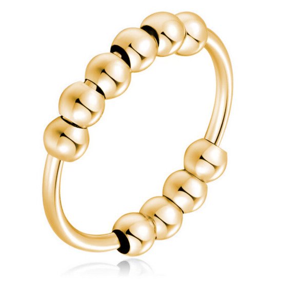 Anneau d'anxiété - Ring de stress - Ring Spinner - Ring d'anxiété pour doigt - Ring pivotant pour femme - Ring tournant - Ring Ring - (Acier inoxydable) Plaqué or- (19,00 mm / taille 60)