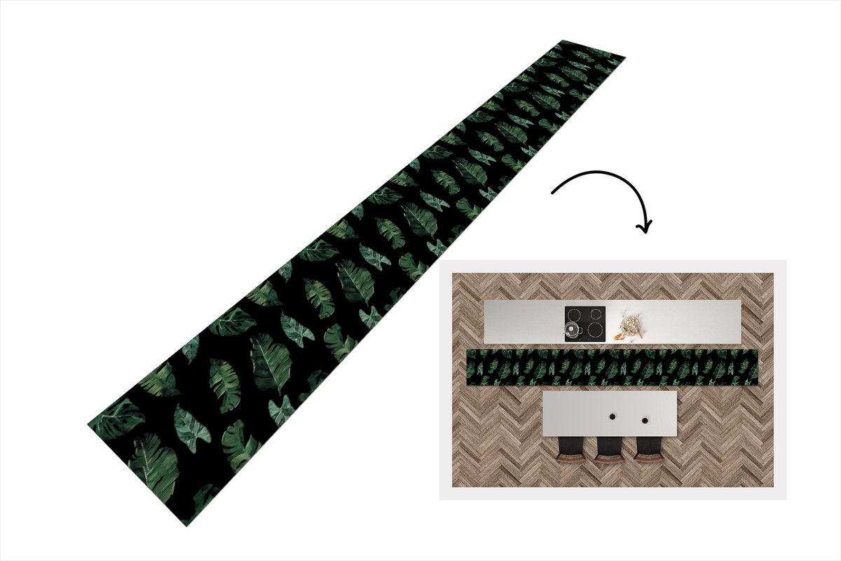 KitchenYeah Keukenloper - Keukenmat - Patronen - Planten - Bladeren - 400x50 cm - Keuken vloerkleed Multicolor