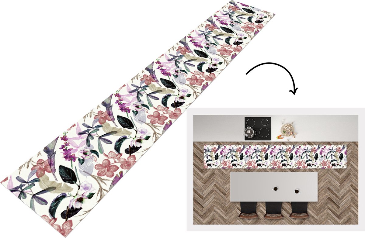 KitchenYeah Keukenloper - Keukenmat - Jungle - Bloemen - Vintage - Patronen - 360x60 cm - Keuken vloerkleed Multicolor