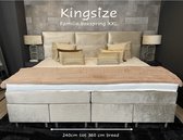 Family Boxspring Velours Beige XXL - 320x200 - Matelas à pocketvering ensachés 7 zones inclus - Surmatelas Tencel 320x200 - KINGSIZE - Velours