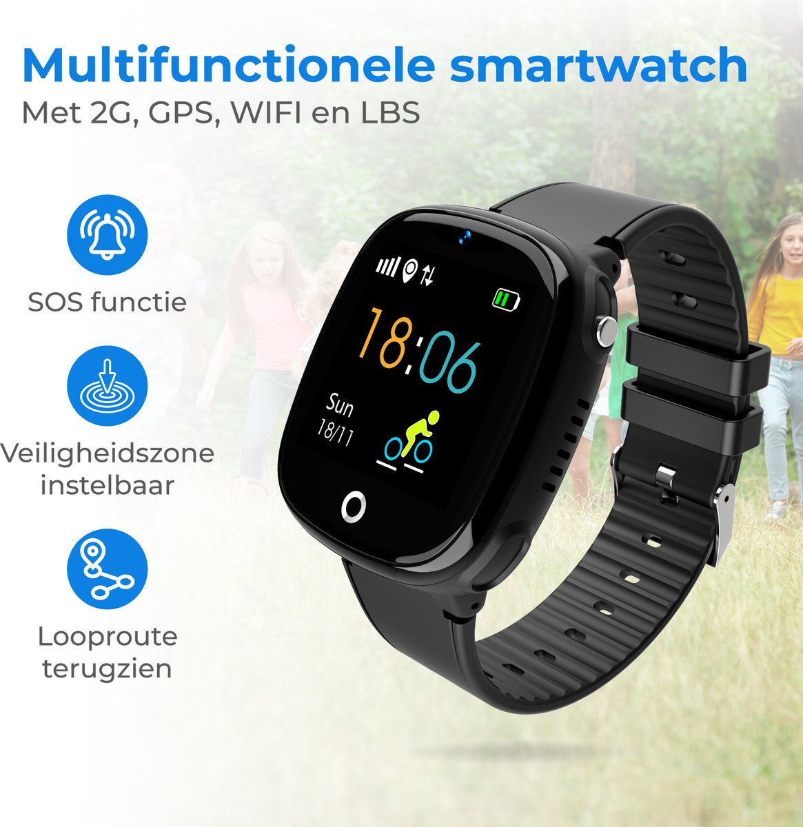 Alutoria Kinder Smartwatch – 1,83 Inch HD, IP68 Waterdicht, 120+ Sportmodi, Stappenteller, Voor Jongens En Meisjes Van 4 Tot 16 Jaar, Blauw