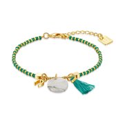 Twice As Nice High fashion armband, groene parels, hoefijzer, hartje  16 cm+3 cm