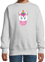 Cartoon eenhoorn trui grijs voor jongens en meisjes - Kinderkleding / dieren sweaters kinderen 122/128