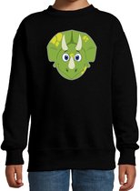 Cartoon dino trui zwart voor jongens en meisjes - Kinderkleding / dieren sweaters kinderen 152/164