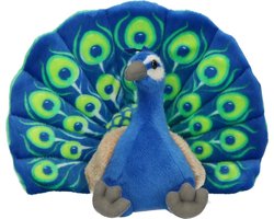 foto van Wild Republic Pluche knuffel Pauw - Realistisch dier van 30 cm - Groen/Blauw