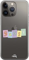 Sassy Letters - iPhone Transparant Case - Transparant hoesje geschikt voor iPhone 13 Pro hoesje - Doorzichtig backcover hoesje met opdruk - Sassy