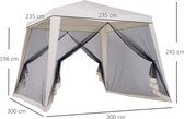 Outsunny Tuinpaviljoen paviljoen partytent tuintent met muggengaas 3 x 3 m 84C-090