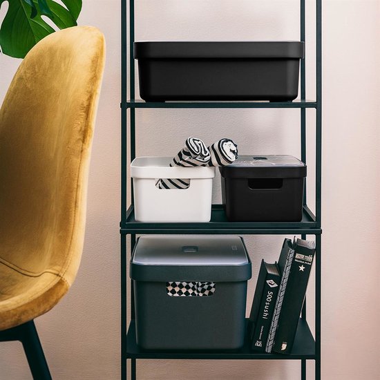 Sunware Opbergbox - 3x - kunststof - zwart - 9 liter - Opbergbakken - Opbergmanden