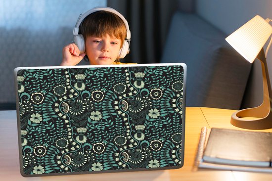 Sticker ordinateur portable - 17,3 pouces - Fleurs - Blauw - Motif