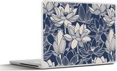 Laptop sticker - 17.3 inch - Lotus - Blauw - Patronen - 40x30cm - Laptopstickers - Laptop skin - Cover