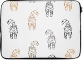 Laptophoes 13 inch - Patronen - Kitten - Kat - Pastel - Meisjes - Kinderen - Kindje - Laptop sleeve - Binnenmaat 32x22,5 cm - Zwarte achterkant