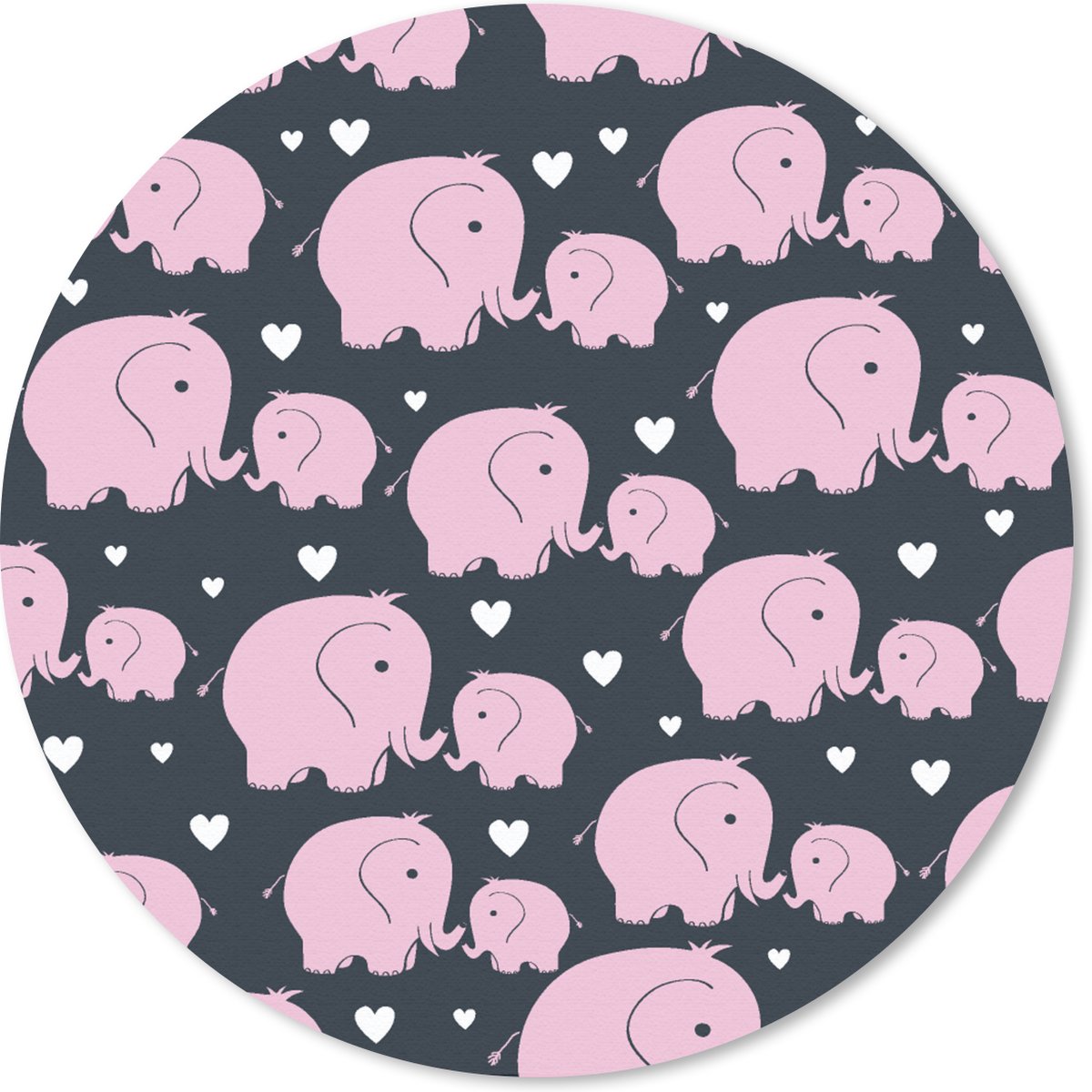 Muismat rond 20x20 cm - Mousepad Olifant - Hart - Patroon - Ronde muismatten