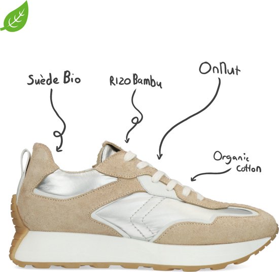 Sacha - Dames - Beige sneakers met zilverkleurige details - Maat 36