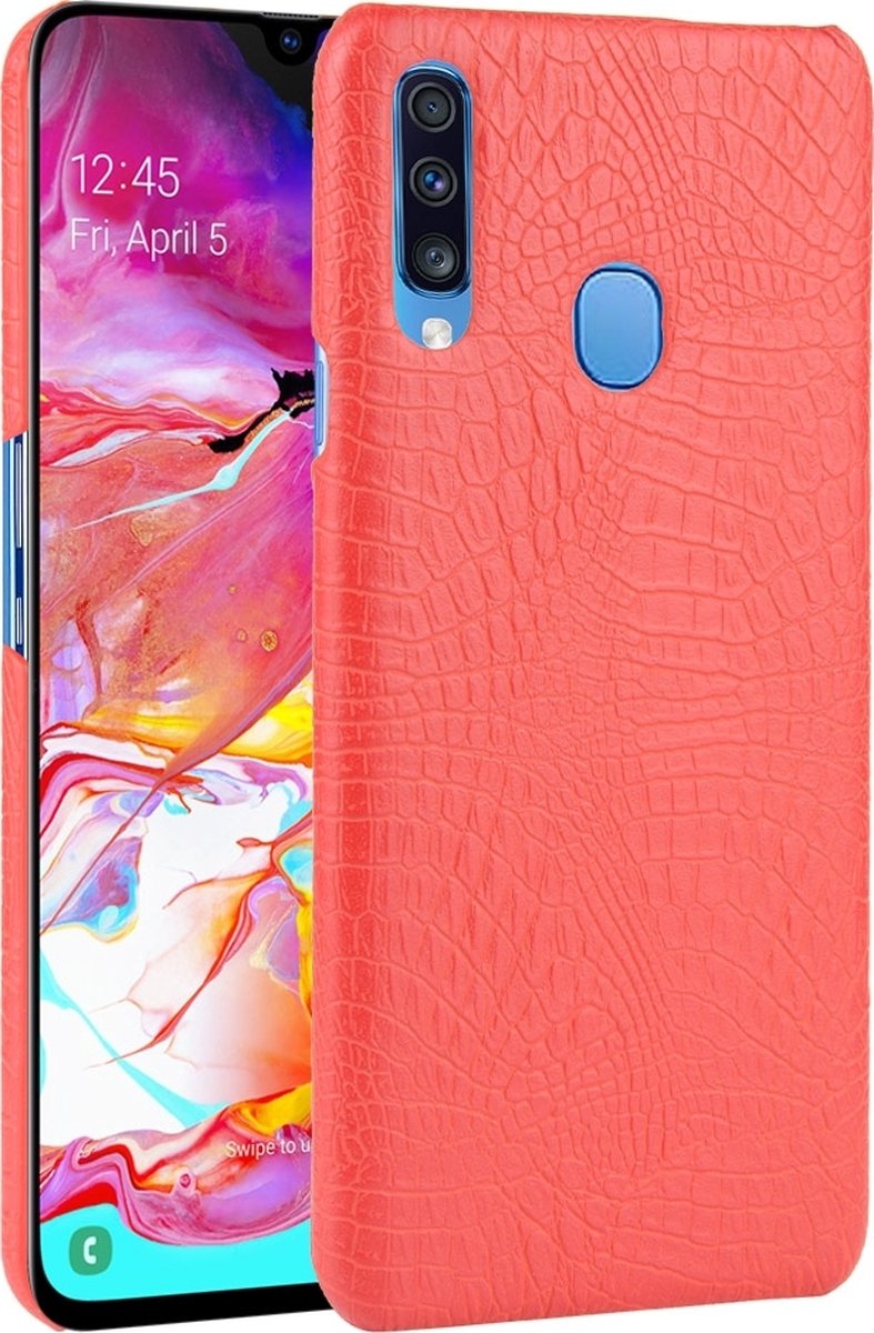 Mobigear Hoesje geschikt voor Samsung Galaxy A20s Telefoonhoesje Hardcase | Mobigear Croco Backcover | Galaxy A20s Case | Back Cover - Rood