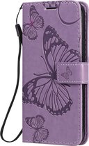 Mobigear Telefoonhoesje geschikt voor Apple iPhone 12 Hoesje | Mobigear Butterfly Bookcase Portemonnee | Pasjeshouder voor 2 Pasjes | Telefoonhoesje voor Pinpas / OV Kaart / Rijbewijs - Paars
