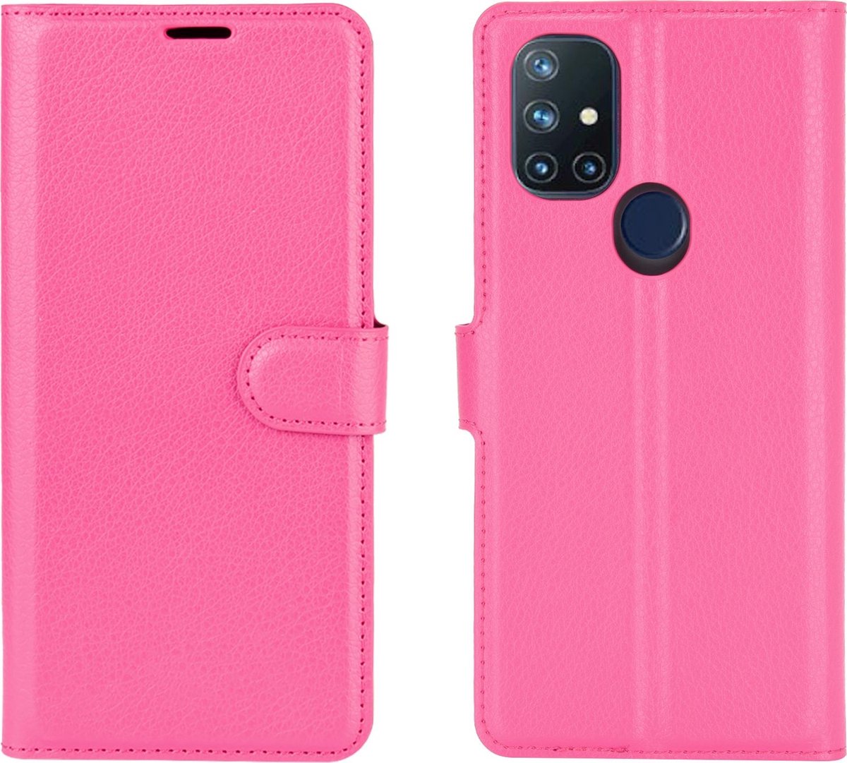 Mobigear Telefoonhoesje geschikt voor OnePlus Nord N10 5G Hoesje | Mobigear Classic Bookcase Portemonnee | Pasjeshouder voor 3 Pasjes | Telefoonhoesje voor Pinpas / OV Kaart / Rijbewijs - Magenta