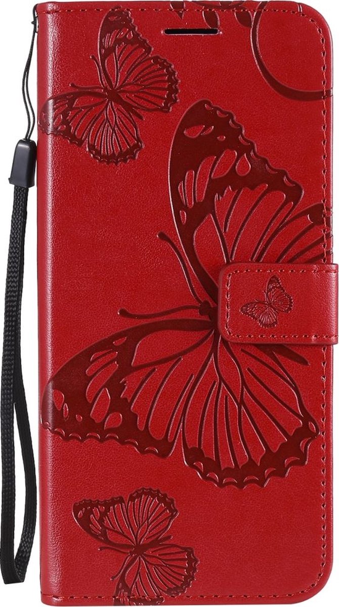 Mobigear Telefoonhoesje geschikt voor OPPO Reno 4 Hoesje | Mobigear Butterfly Bookcase Portemonnee | Pasjeshouder voor 2 Pasjes | Telefoonhoesje voor Pinpas / OV Kaart / Rijbewijs - Rood