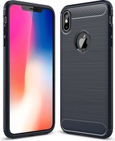 Mobigear Hoesje geschikt voor Apple iPhone XS Max Telefoonhoesje Flexibel TPU | Mobigear Brushed Slim Backcover | iPhone XS Max Case | Back Cover - Blauw