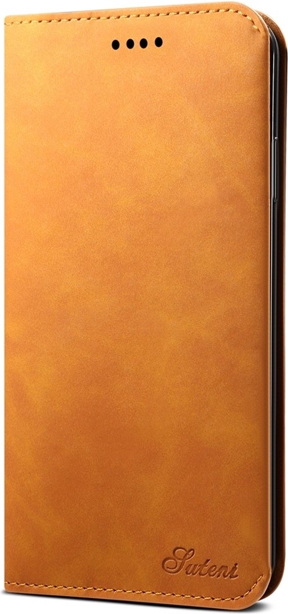 Apple iPhone 11 Pro Hoesje - Suteni - Art Serie - Kunstlederen Bookcase - Cognac - Hoesje Geschikt Voor Apple iPhone 11 Pro