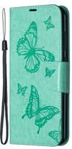 Mobigear Telefoonhoesje geschikt voor Xiaomi Redmi Note 9 Hoesje | Mobigear Butterfly Bookcase Portemonnee | Pasjeshouder voor 2 Pasjes | Telefoonhoesje voor Pinpas / OV Kaart / Rijbewijs - Turquoise