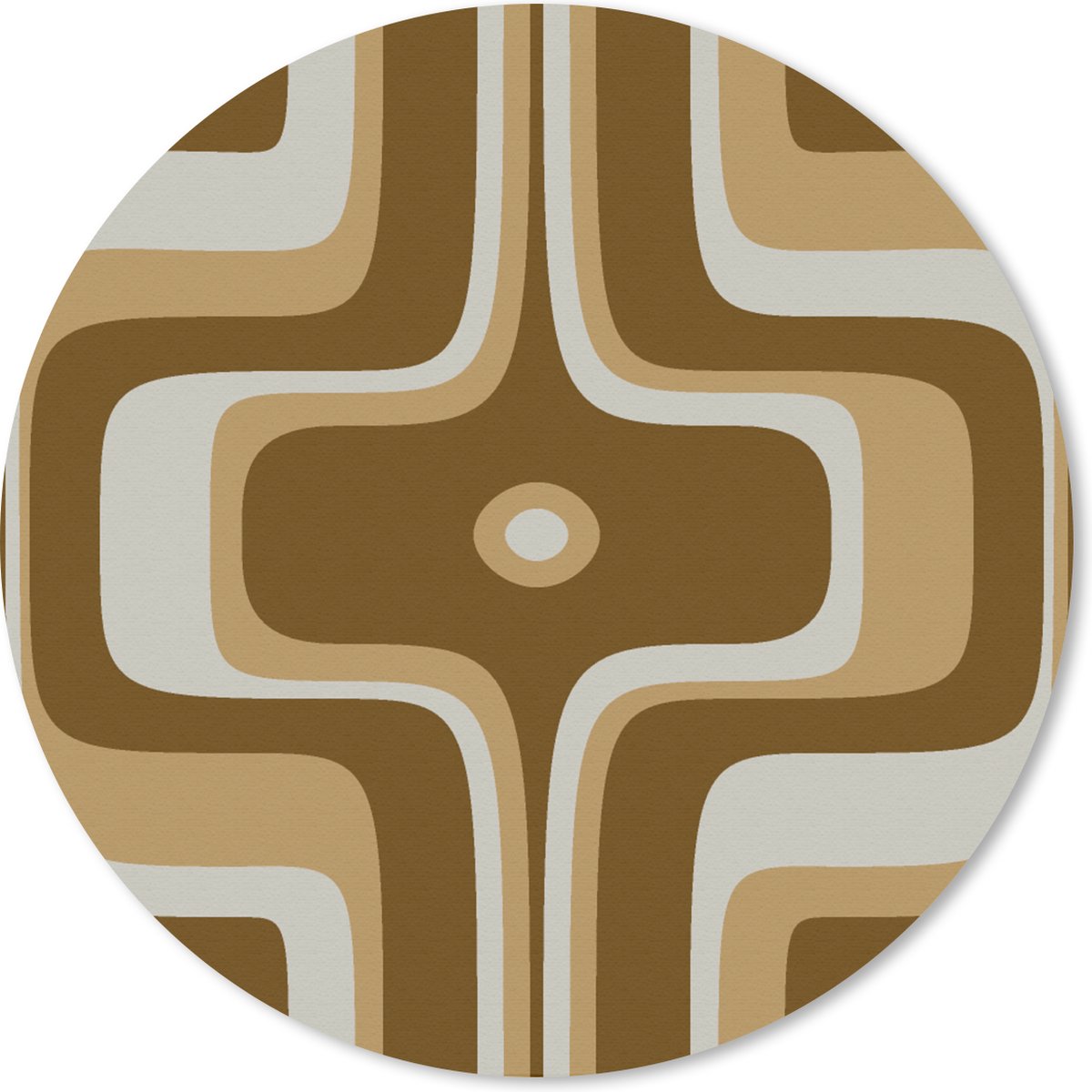 Muismat rond 20x20 cm - Mousepad Retro - Design - Bruin - Ronde muismatten