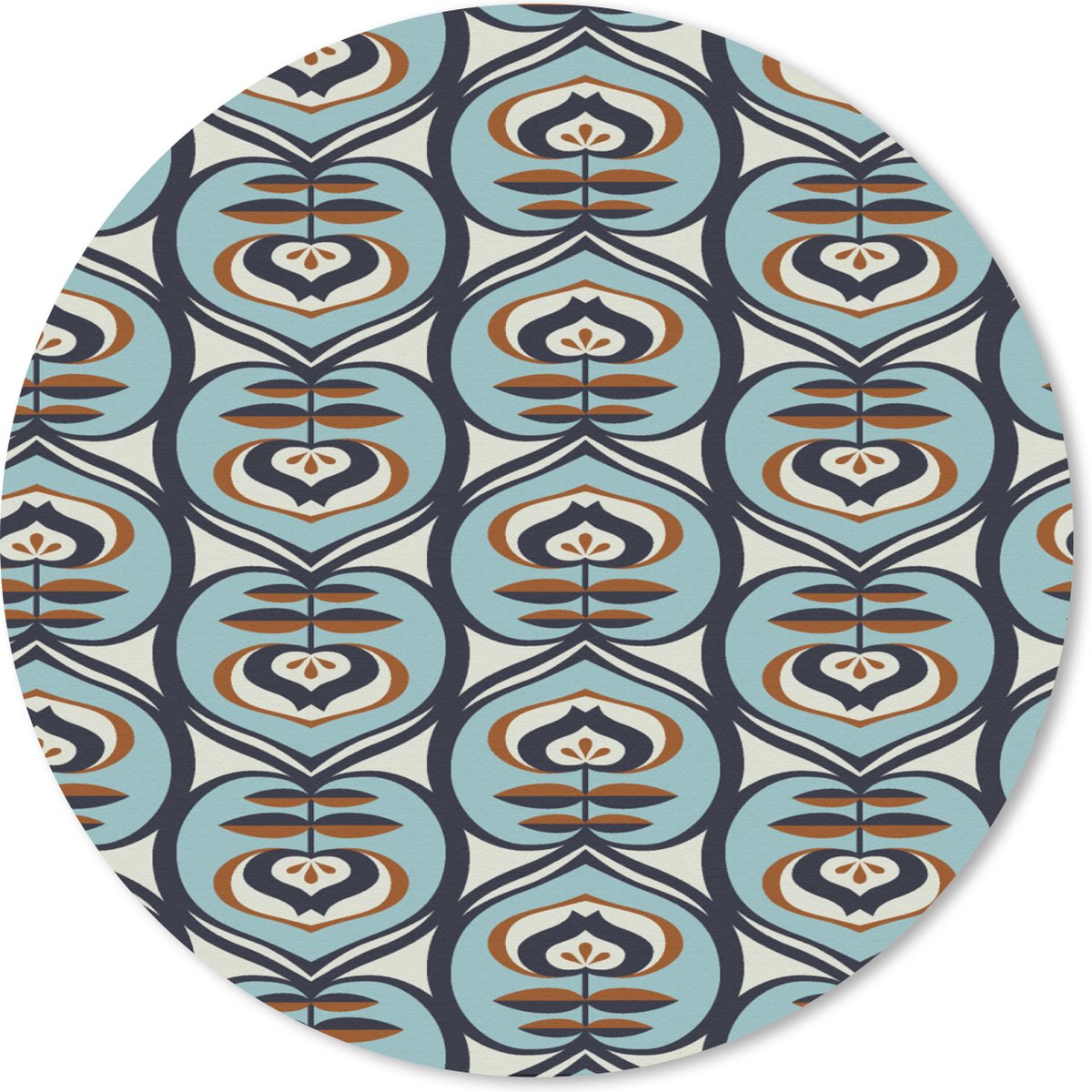 Muismat rond 50x50 cm - Mousepad Retro - Bloem - Patronen - Ronde muismatten