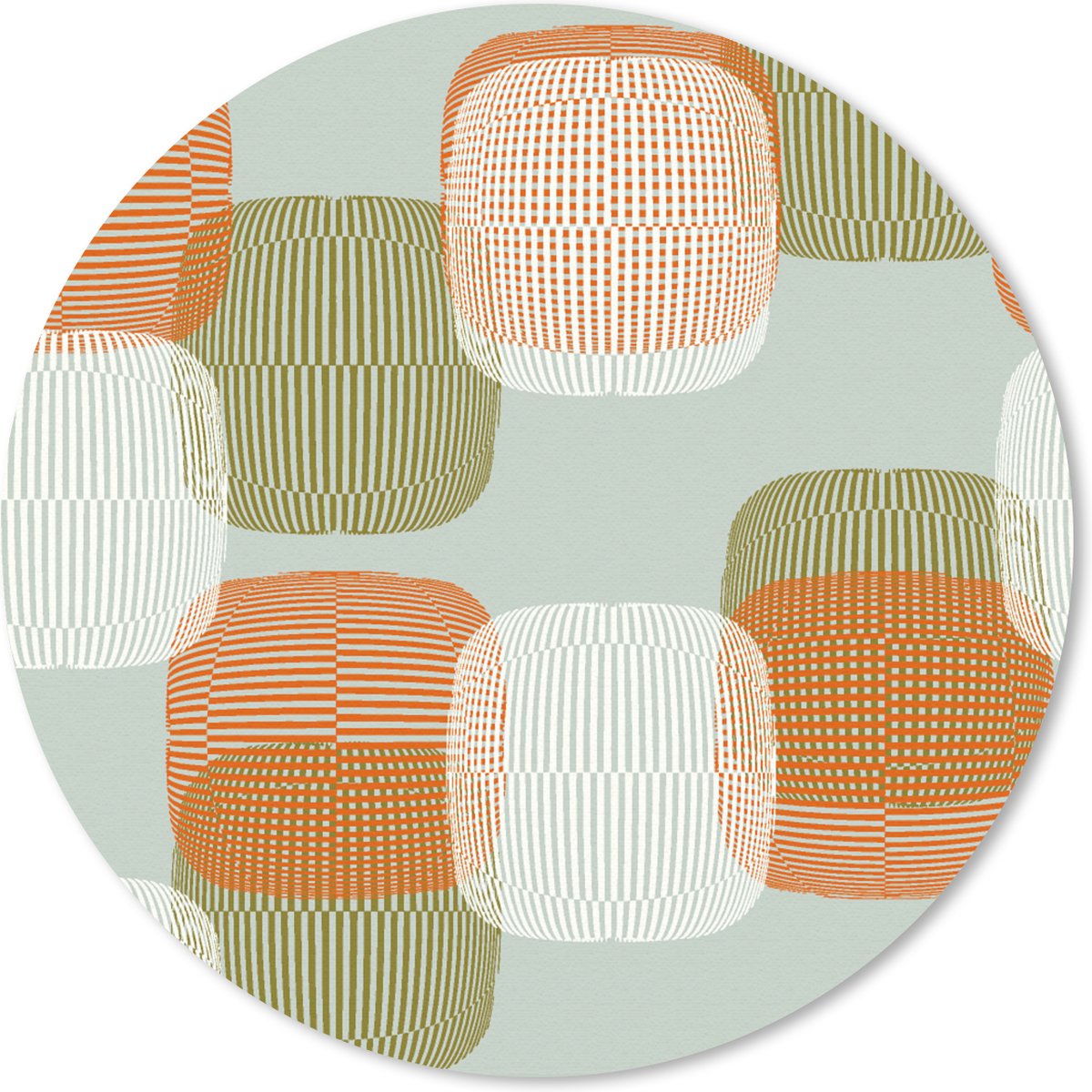Muismat rond 40x40 cm - Mousepad Retro - Patroon - Pastel - Ronde muismatten