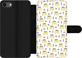 Bookcase Geschikt voor iPhone SE 2020 telefoonhoesje - Meisjes - Prinses - Kroon - Patronen - Girl - Kids - Kinderen - Met vakjes - Wallet case met magneetsluiting