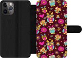 Bookcase Geschikt voor iPhone 11 Pro Max telefoonhoesje - Meisjes - Uil - Chocolade - Patronen - Girl - Kind - Kinderen - Met vakjes - Wallet case met magneetsluiting