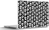 Laptop sticker - 10.1 inch - Patronen - Skull - Zwart Wit - 25x18cm - Laptopstickers - Laptop skin - Cover