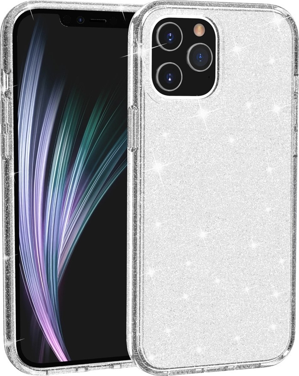 Mobigear Hoesje geschikt voor Apple iPhone 12 Pro Max Telefoonhoesje Hardcase | Mobigear Glitter Backcover | iPhone 12 Pro Max Case | Back Cover - Wit
