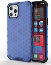 Mobigear Hoesje geschikt voor Apple iPhone 13 Mini Telefoonhoesje Hardcase | Mobigear Honeycomb Backcover Shockproof | Schokbestendig iPhone 13 Mini Telefoonhoesje | Anti Shock Proof - Blauw