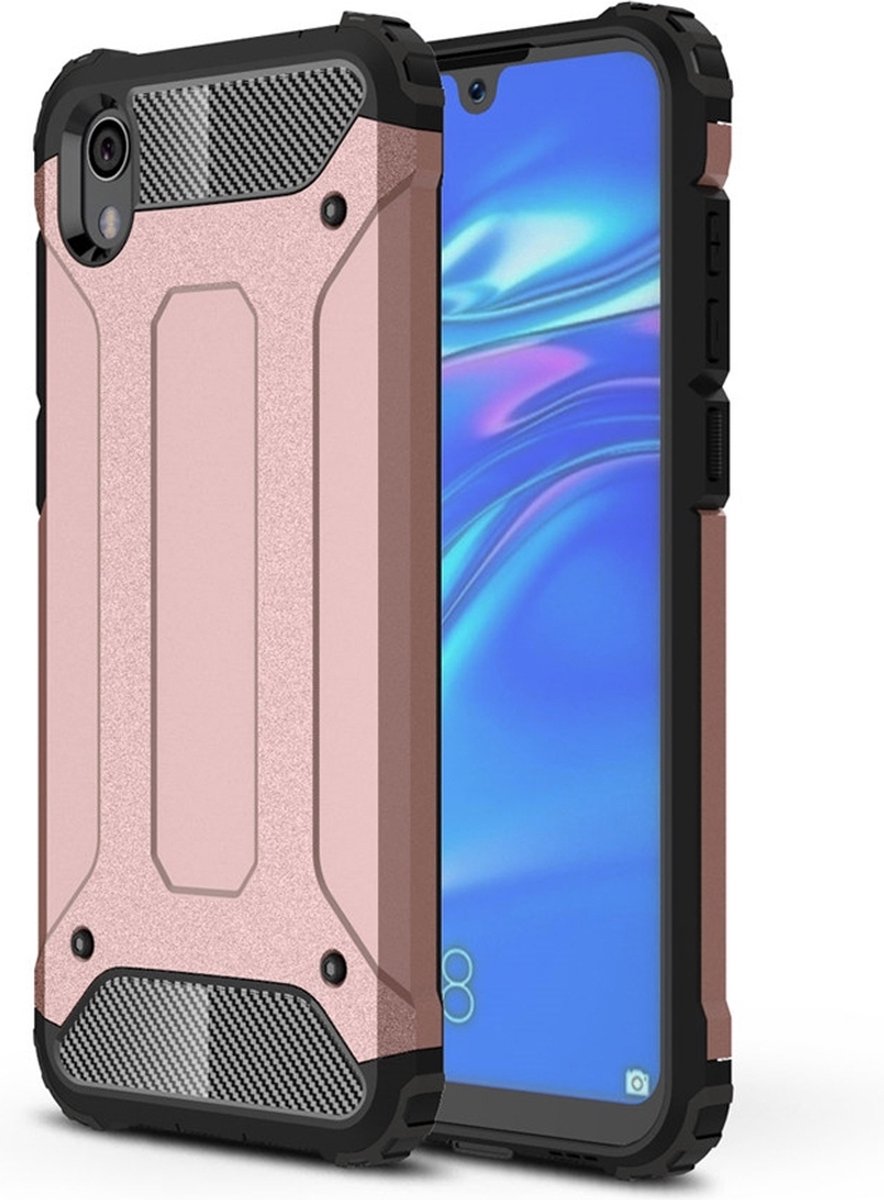 Mobigear Hoesje geschikt voor HONOR 8S Telefoonhoesje Hardcase | Mobigear Outdoor Backcover Shockproof | Schokbestendig 8S Telefoonhoesje | Anti Shock Proof - Roségoud