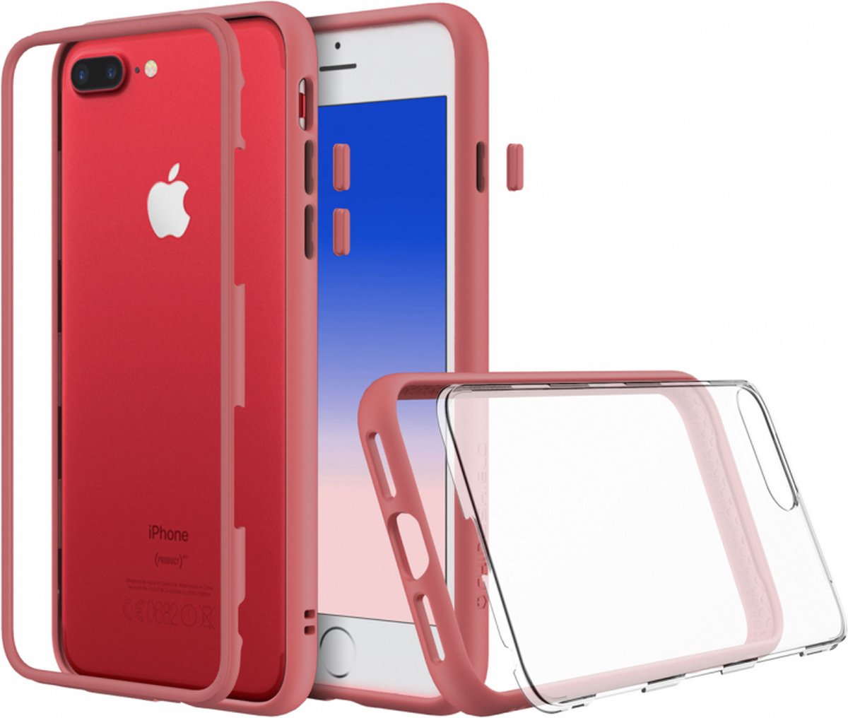 Apple iPhone 7 Plus Hoesje - Rhinoshield - MOD NX Serie - Hard Kunststof Backcover - Coral Pink - Hoesje Geschikt Voor Apple iPhone 7 Plus