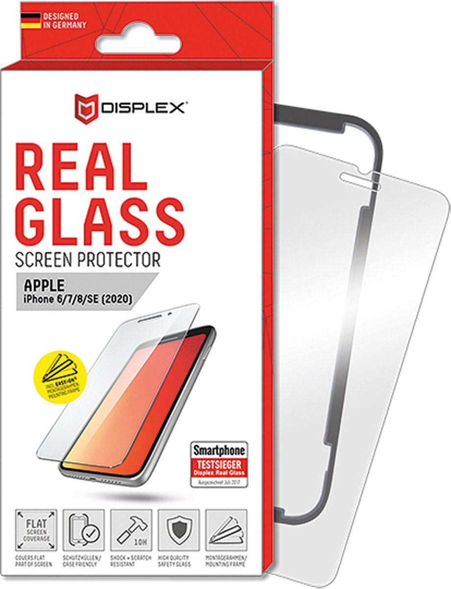 Displex Real Glass Gehard Glas Ultra-Clear Screenprotector voor Apple iPhone 8