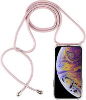 Mobigear Telefoonhoesje geschikt voor Apple iPhone XS Max Flexibel TPU | Mobigear Lanyard Hoesje met koord - Transparant / Roségoud
