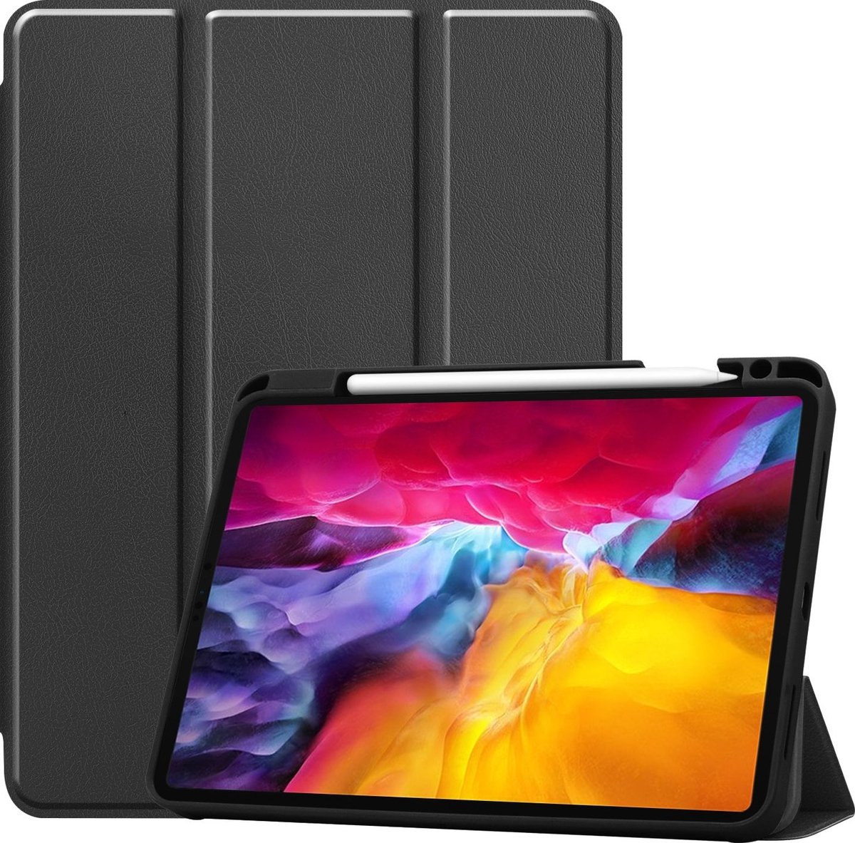 Mobigear Tablethoes geschikt voor Apple iPad Pro 11 Inch (2021) Hoes | Mobigear Tri-Fold Gel Bookcase + Stylus Houder - Zwart