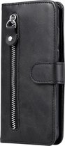 Mobigear Telefoonhoesje geschikt voor Xiaomi Redmi Note 9 Hoesje | Mobigear Zipper Bookcase Portemonnee | Pasjeshouder voor 3 Pasjes | Telefoonhoesje voor Pinpas / OV Kaart / Rijbewijs - Zwart