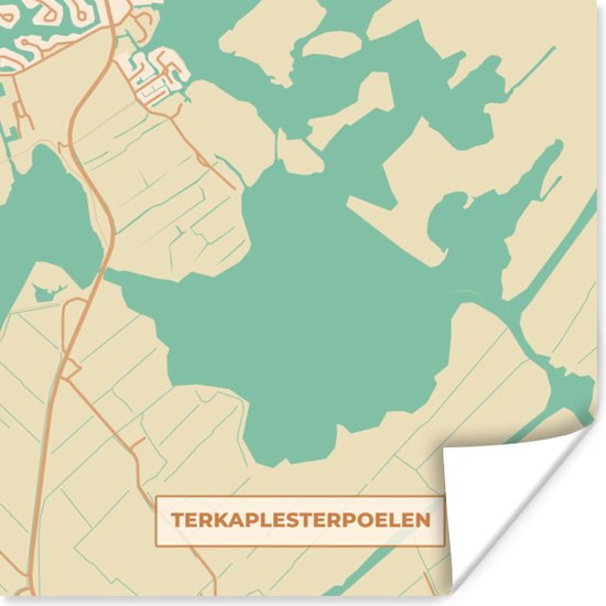 Affiche Frise - Terkaplesterpoelen - Carte - Plan d'étage - Plan de la ville - 50x50 cm