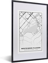 Fotolijst incl. Poster - Stadskaart - Westeinder Plassen - Nederland - Kaart - Plattegrond - 40x60 cm - Posterlijst