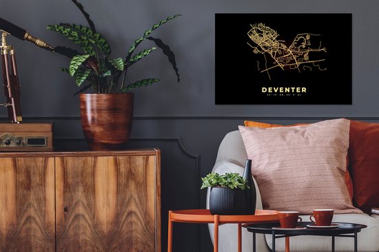 Cadre photo avec affiche - Deventer - Plan de la ville - Carte - Carte - Nederland - 60x40 cm - Cadre pour affiche