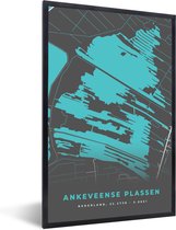 Fotolijst incl. Poster - Ankeveense Plassen - Nederland - Stadskaart - Kaart - Plattegrond - Water - 60x90 cm - Posterlijst