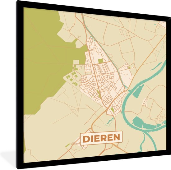 Fotolijst incl. Poster - Dieren - Stadskaart - Plattegrond - Nederland -  Kaart - 40x40... | bol.com