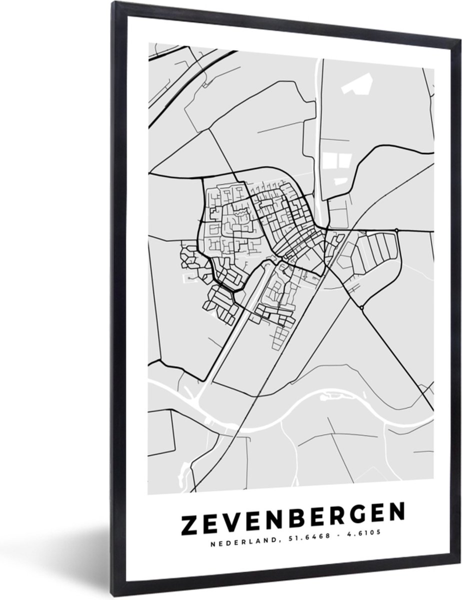 Fotolijst Incl Poster Stadskaart Nederland Plattegrond Kaart Zevenbergen Bol Com