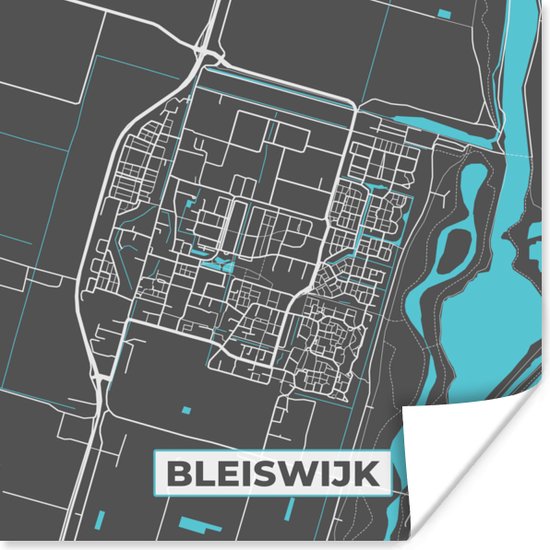 Poster Bleiswijk - Blauw - Stadskaarten - Kaart - Plattegrond