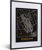 Fotolijst incl. Poster - Pijnacker - Stadskaart - Plattegrond - Kaart - Goud - 30x40 cm - Posterlijst